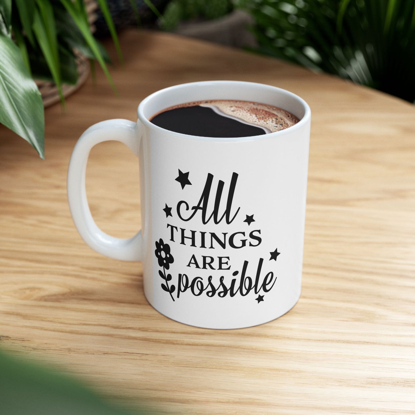 Inspirational Floral Ceramic Mug, Gifts for Friends, Motivational Coffee Cup, Home Office Decor, Best for Birthdays