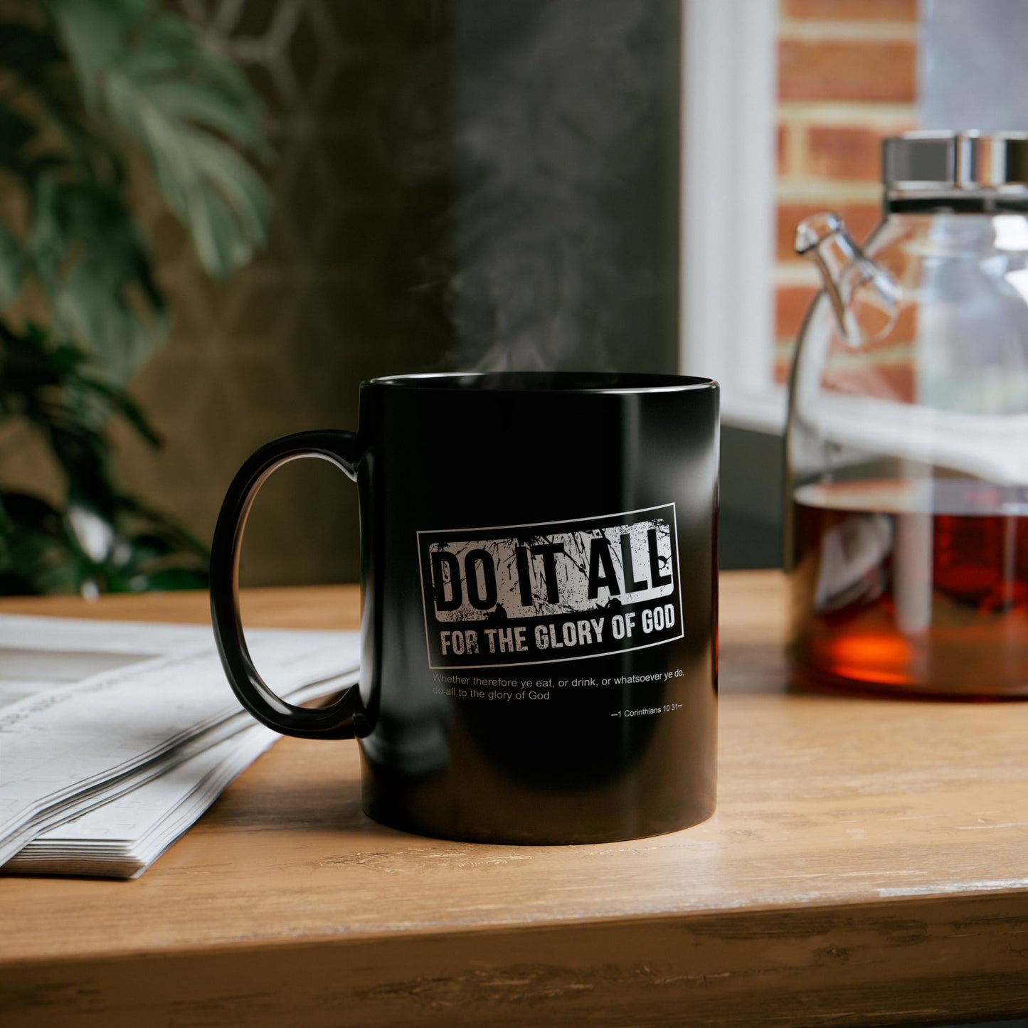 Inspirational Black Mug for Coffee Lovers, Faith-Based Gift, Motivational Drinkware, Church Gift, Christian Home Decor