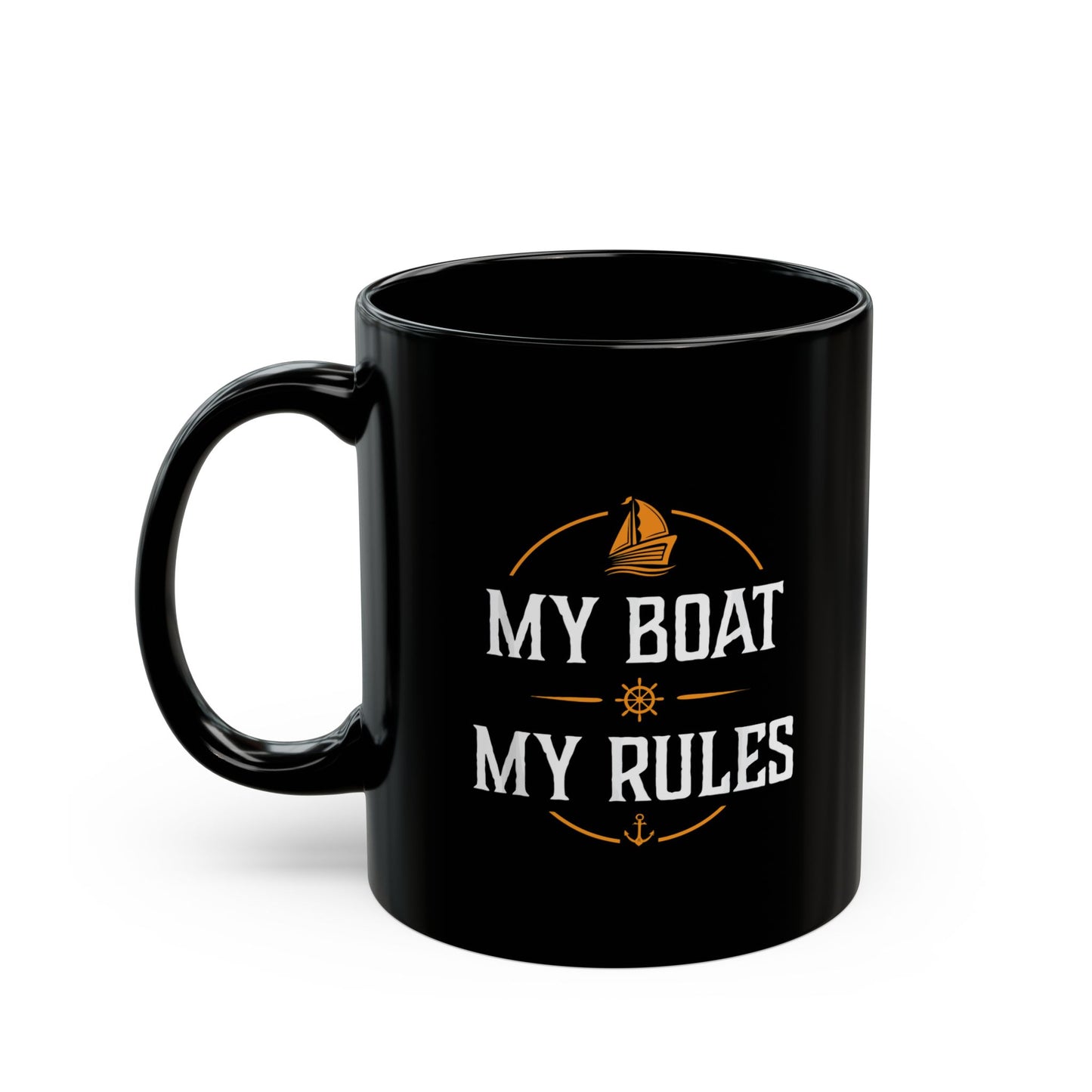 Custom Black Mug - Perfect Gift for Boat Lovers, Nautical Enthusiasts, Captains, Sailors, Coffee Lovers