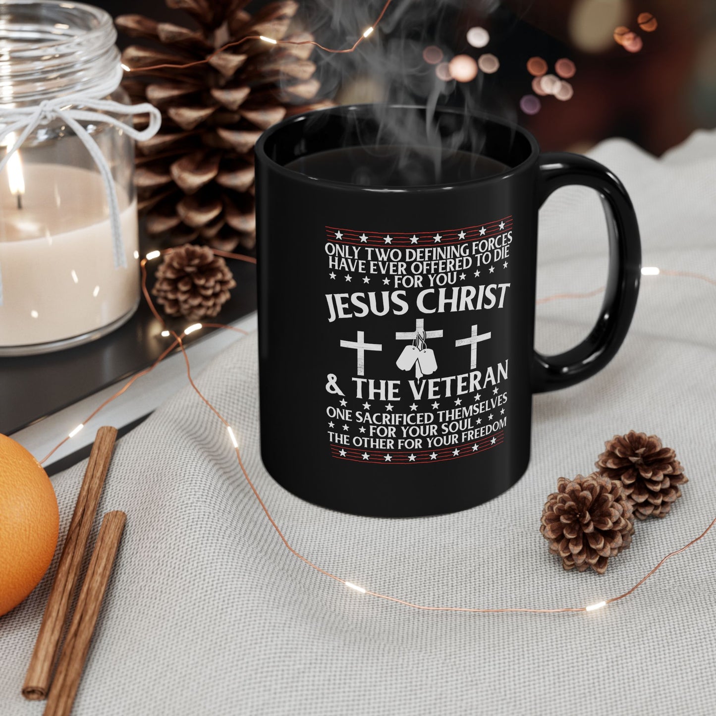 Inspirational Veteran Mug - Faith & Freedom Coffee Cup, Gift for Veterans, Christian Mug, Memorial Day, Patriotic Home Decor
