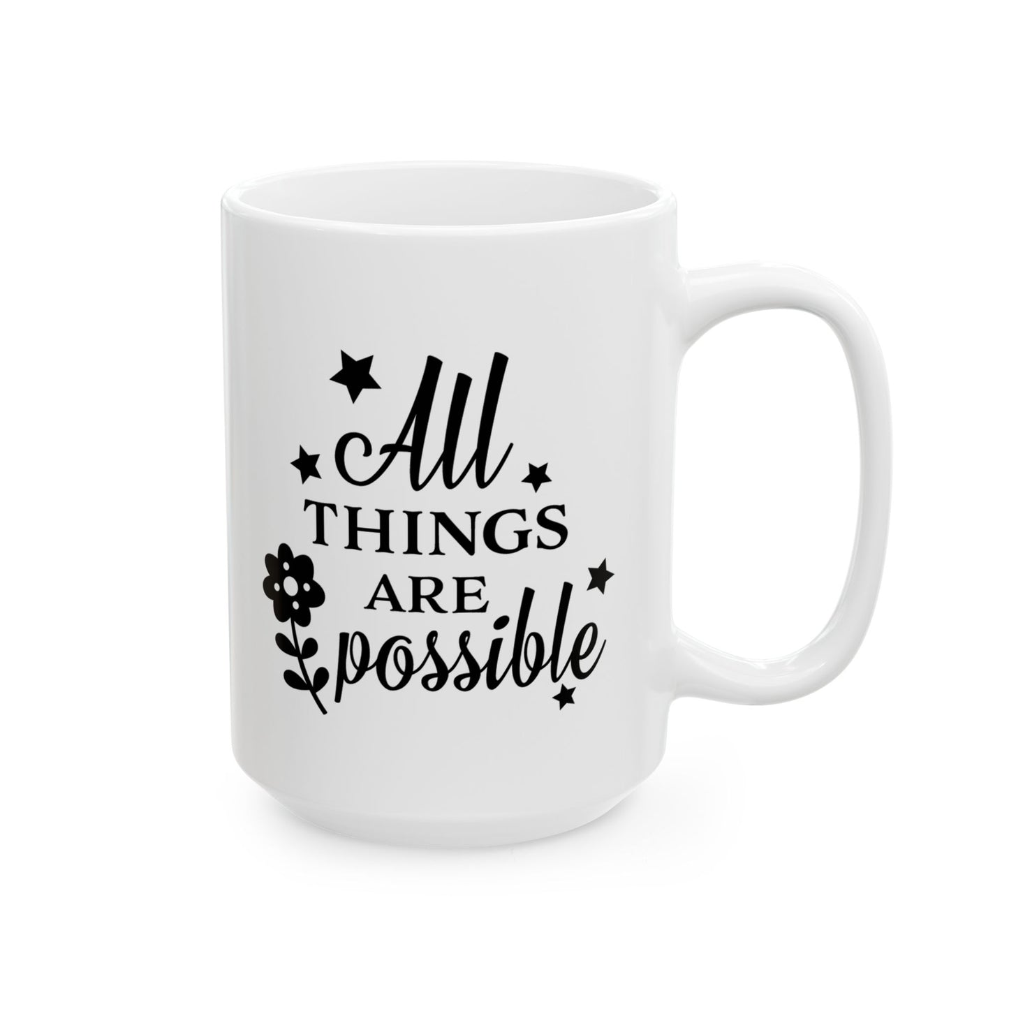 Inspirational Floral Ceramic Mug, Gifts for Friends, Motivational Coffee Cup, Home Office Decor, Best for Birthdays