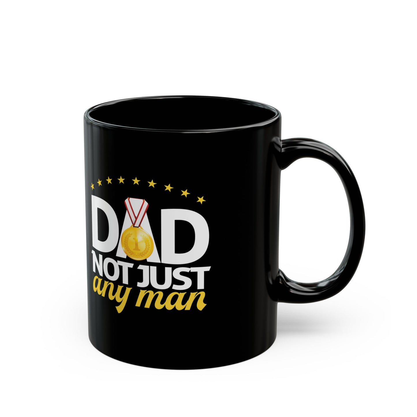 Dad Appreciation Mug, Father's Day Gift, Coffee Mug for Dad, Black Mug with Medal Design, Unique Present for Men