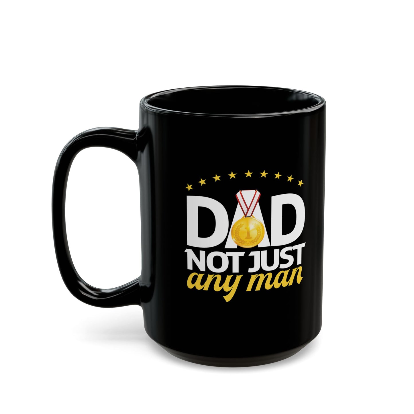 Dad Appreciation Mug, Father's Day Gift, Coffee Mug for Dad, Black Mug with Medal Design, Unique Present for Men