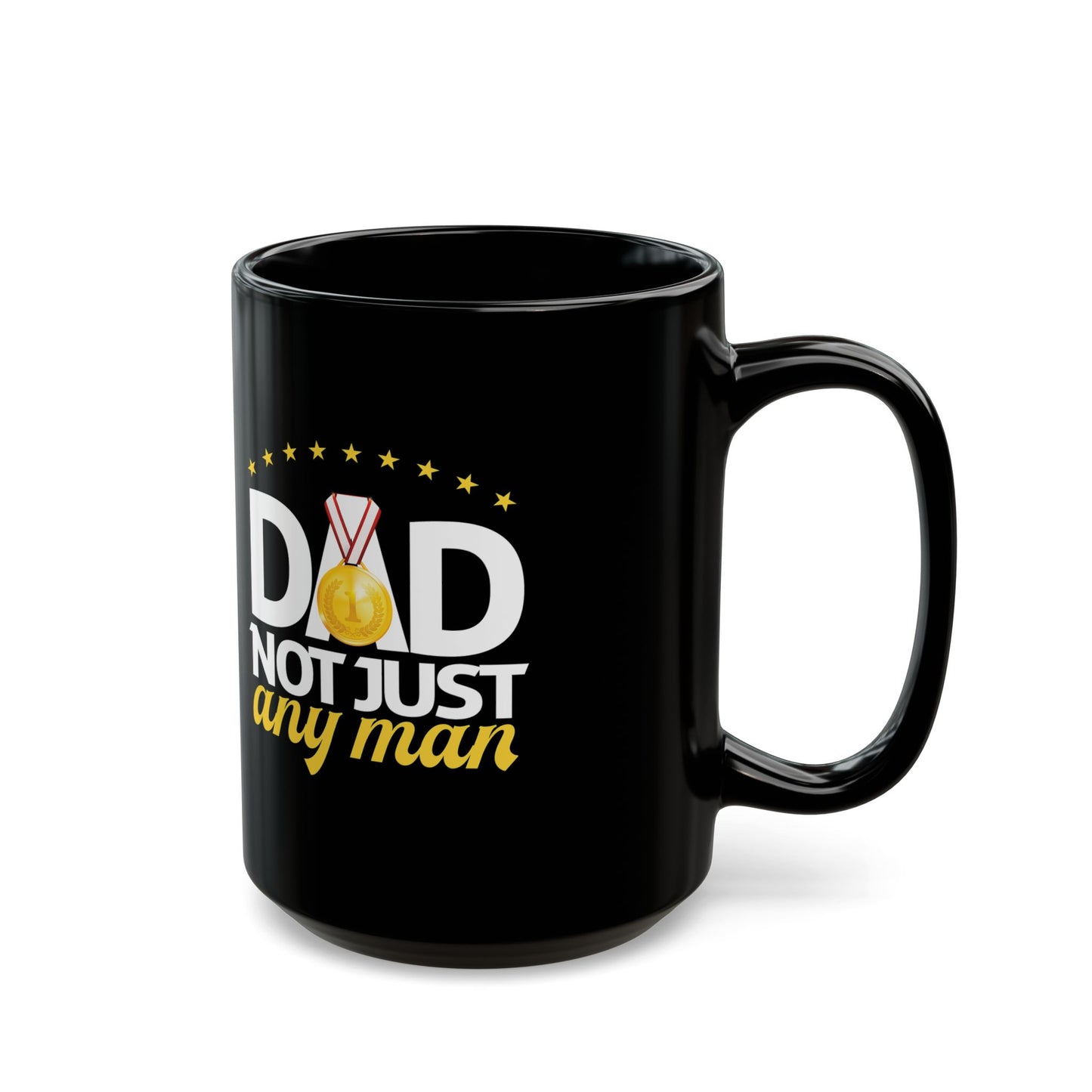 Dad Appreciation Mug, Father's Day Gift, Coffee Mug for Dad, Black Mug with Medal Design, Unique Present for Men