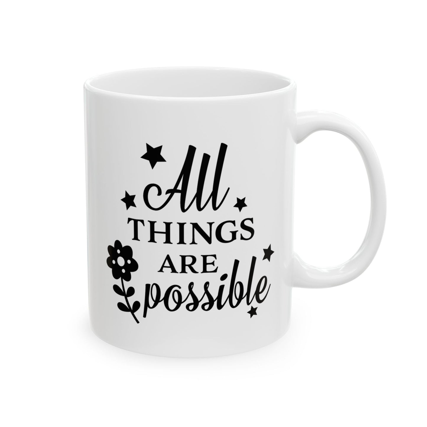 Inspirational Floral Ceramic Mug, Gifts for Friends, Motivational Coffee Cup, Home Office Decor, Best for Birthdays