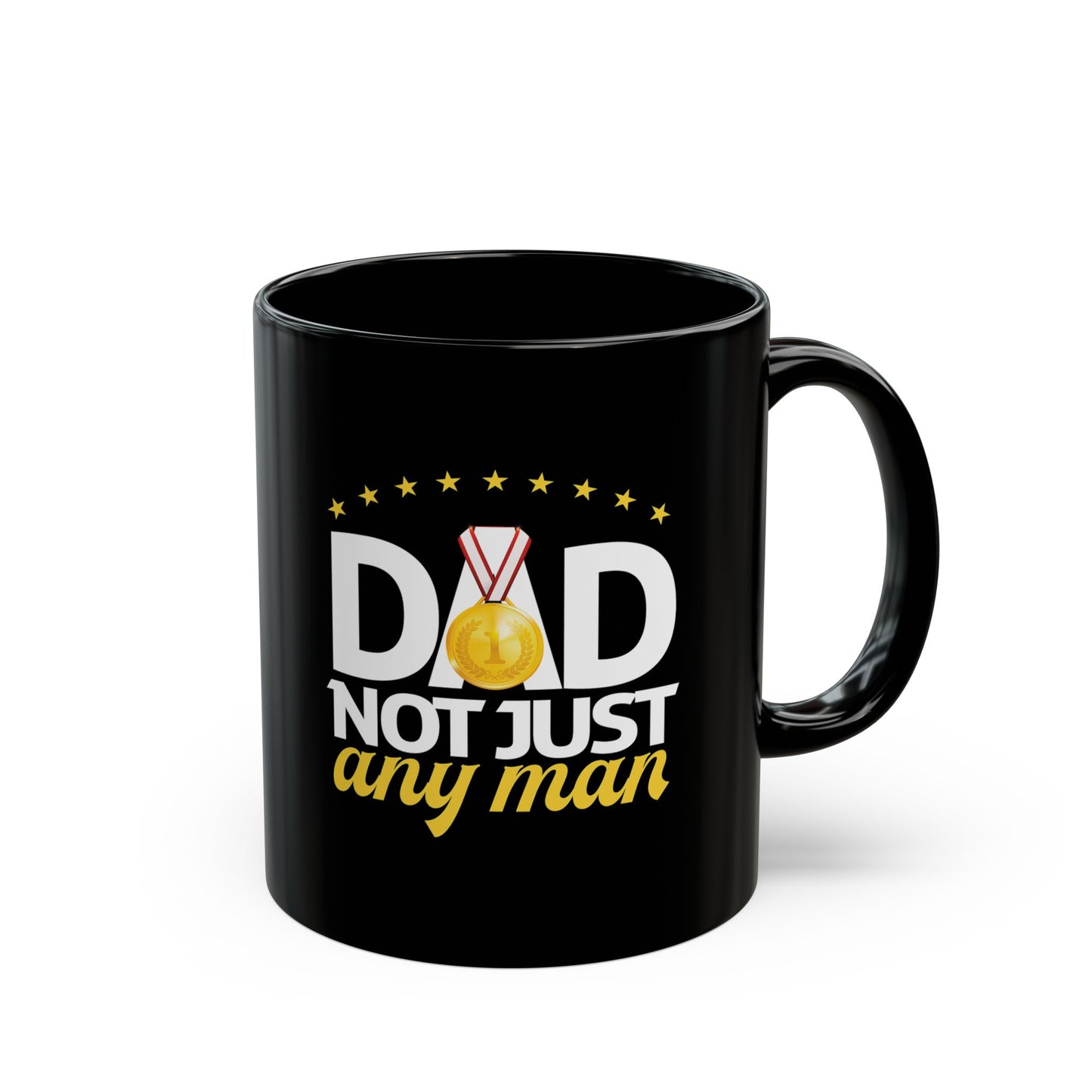 Dad Appreciation Mug, Father's Day Gift, Coffee Mug for Dad, Black Mug with Medal Design, Unique Present for Men