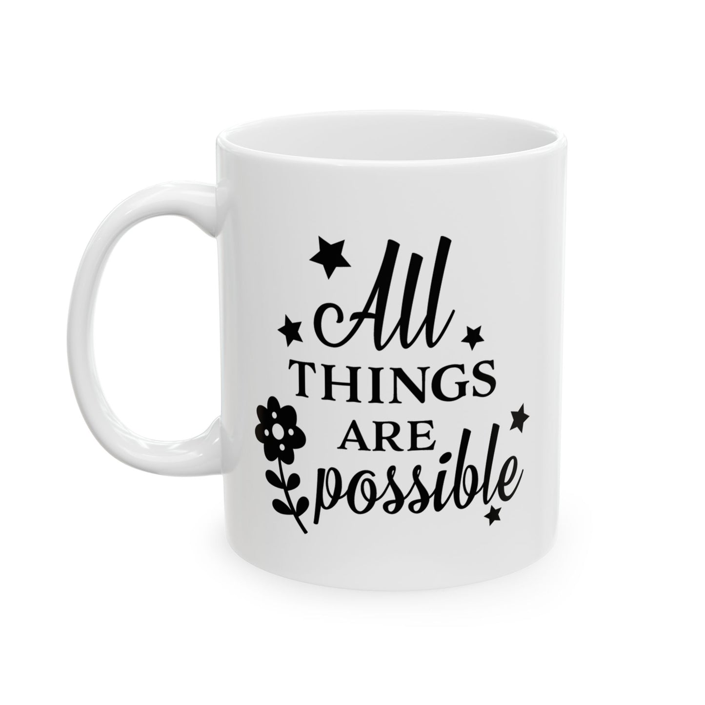 Inspirational Floral Ceramic Mug, Gifts for Friends, Motivational Coffee Cup, Home Office Decor, Best for Birthdays