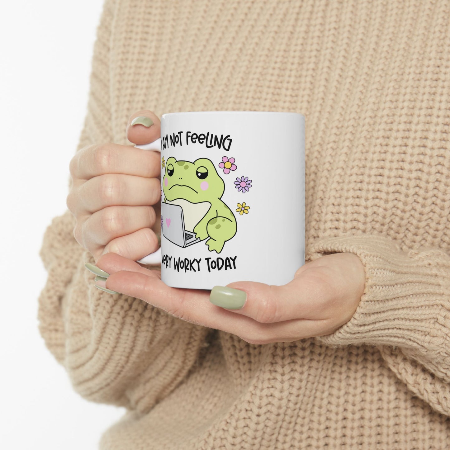 I Am Not Felling Worky Frog Ceramic Mug - Perfect for Garden Lovers, Coffee Enthusiasts, Mother's Day Gift, Fun Beverage Container, Tea Mug