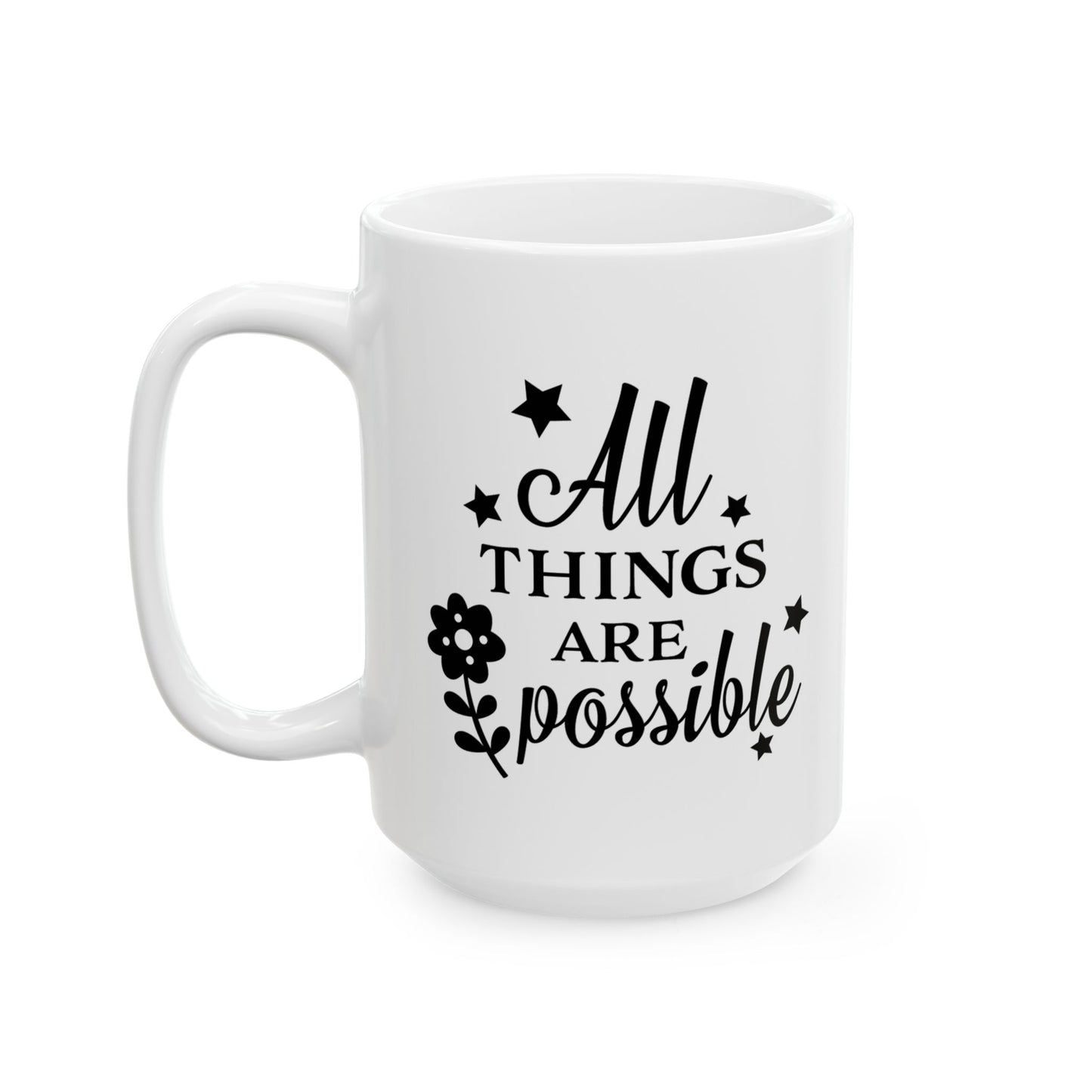 Inspirational Floral Ceramic Mug, Gifts for Friends, Motivational Coffee Cup, Home Office Decor, Best for Birthdays
