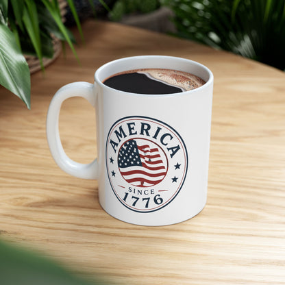 Independence Day Ceramic Mug — 'merica' Patriotic 11oz & 15oz Coffee Cup