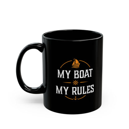 Custom Black Mug - Perfect Gift for Boat Lovers, Nautical Enthusiasts, Captains, Sailors, Coffee Lovers
