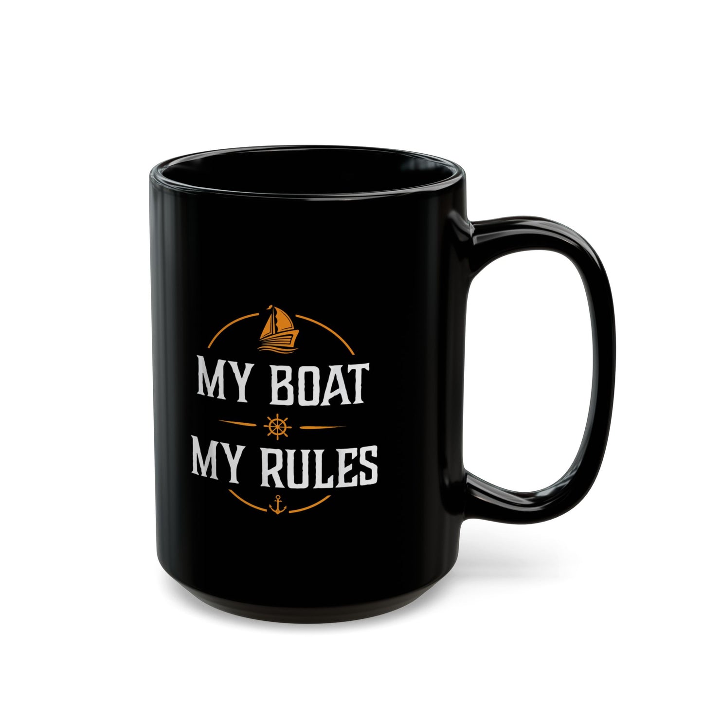 Custom Black Mug - Perfect Gift for Boat Lovers, Nautical Enthusiasts, Captains, Sailors, Coffee Lovers