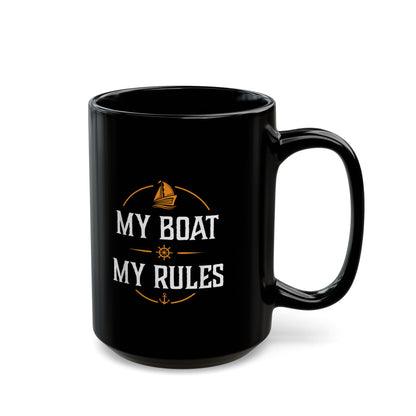 Custom Black Mug - Perfect Gift for Boat Lovers, Nautical Enthusiasts, Captains, Sailors, Coffee Lovers
