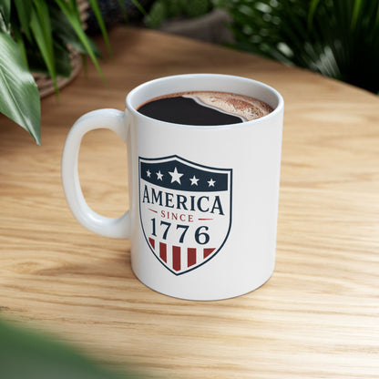America Since 1776 Ceramic Mug — Patriotic Red White & Blue Coffee Cup (11oz, 15oz)
