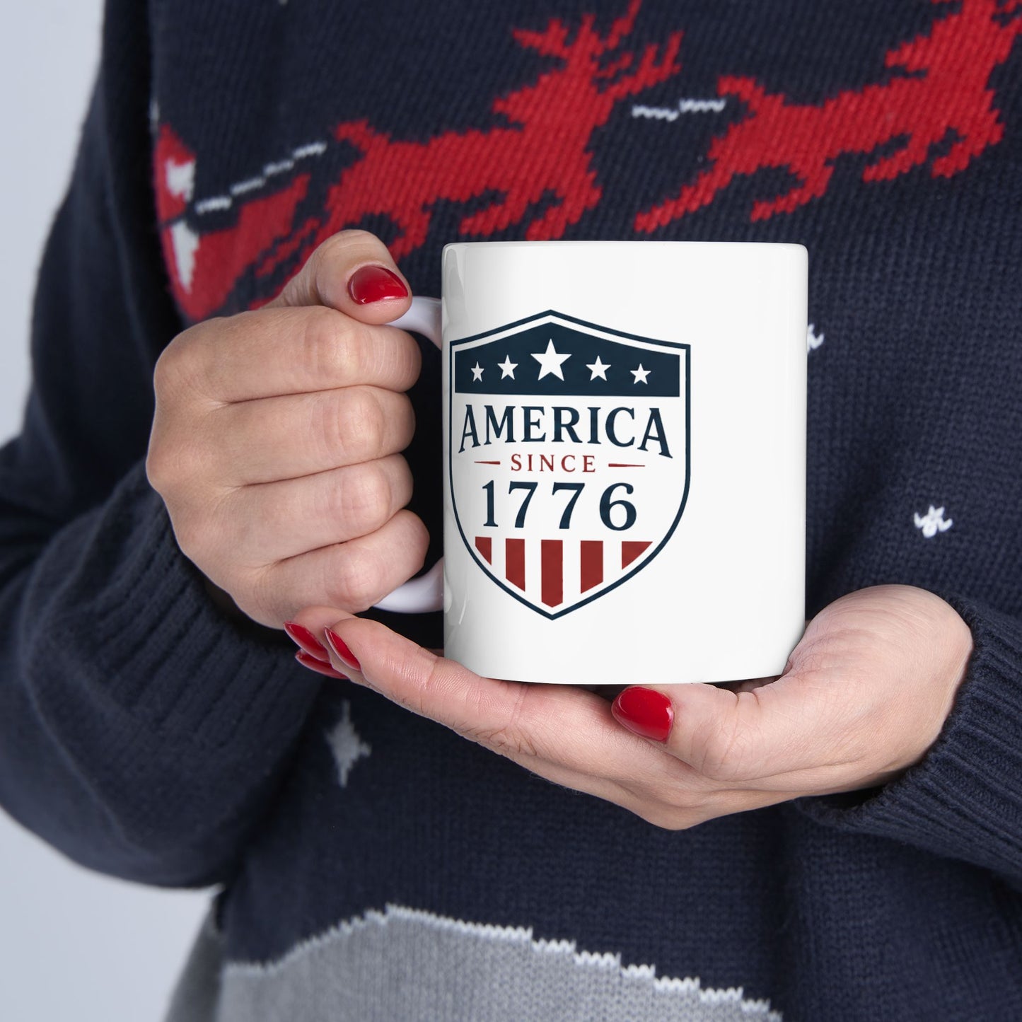 America Since 1776 Ceramic Mug — Patriotic Red White & Blue Coffee Cup (11oz, 15oz)