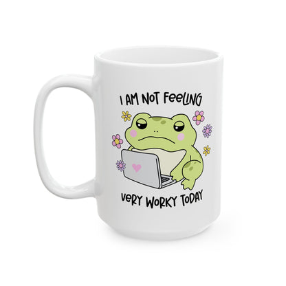 I Am Not Felling Worky Frog Ceramic Mug - Perfect for Garden Lovers, Coffee Enthusiasts, Mother's Day Gift, Fun Beverage Container, Tea Mug