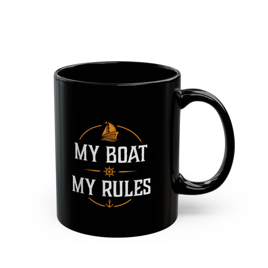 Custom Black Mug - Perfect Gift for Boat Lovers, Nautical Enthusiasts, Captains, Sailors, Coffee Lovers