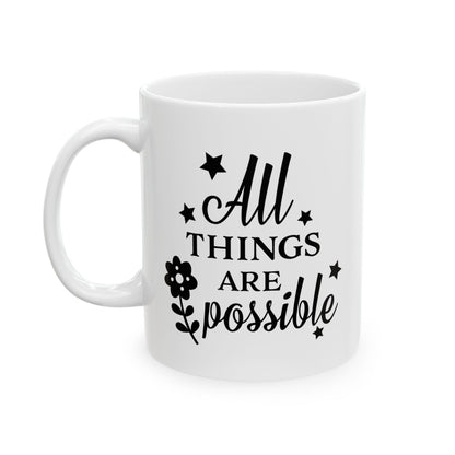 Inspirational Floral Ceramic Mug, Gifts for Friends, Motivational Coffee Cup, Home Office Decor, Best for Birthdays