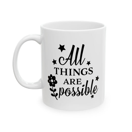 Inspirational Floral Ceramic Mug, Gifts for Friends, Motivational Coffee Cup, Home Office Decor, Best for Birthdays