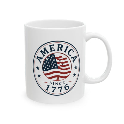 Independence Day Ceramic Mug — 'merica' Patriotic 11oz & 15oz Coffee Cup