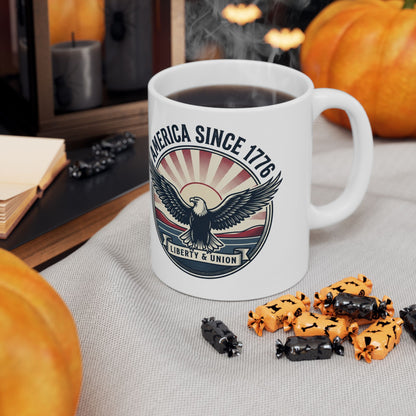 American Since 1776 Ceramic Mug — Patriotic Eagle Coffee Cup (11oz, 15oz)