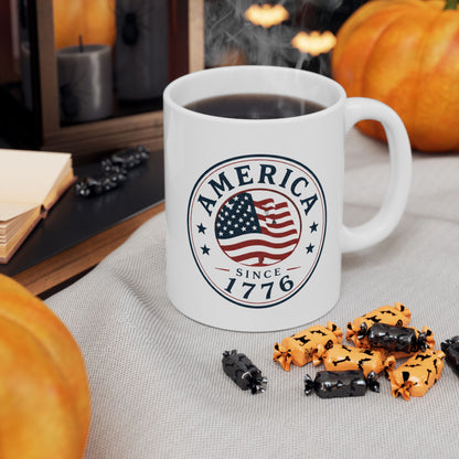 Independence Day Ceramic Mug — 'merica' Patriotic 11oz & 15oz Coffee Cup